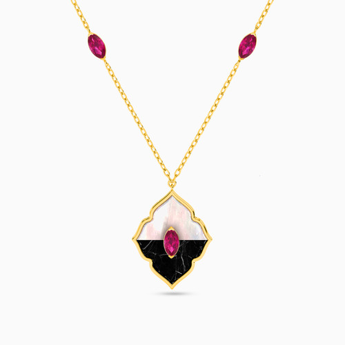 LIN566 - Arabesque Colored Stones Necklace in 18K Gold - 112051100812451-1.jpg