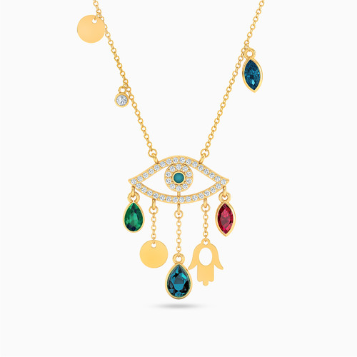 LIN73 - Evil Eye Colored Stones Necklace in 18K Gold - 112050300082451-1.jpg