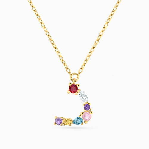 LIN116 - Letter Daal Colored Stones Necklace in 18K Gold - 112050301322451-1.jpg