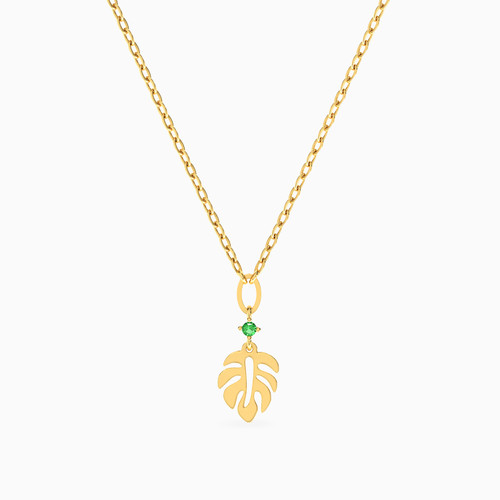 LIN901 - Leaf Colored Stones Necklace in 18K Gold - 112051400612421-1.jpg