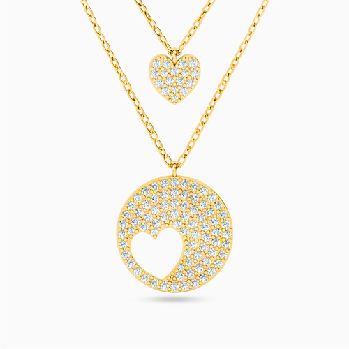 LIN72 - Heart Cubic Zirconia Layered Necklace in 18K Gold - 112050300072451-1.jpg