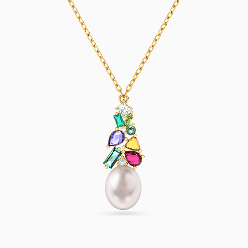LIN647 - Multishaped Pearl & Colored Stones Necklace in 18K Gold - 112051102322451 - 1.jpg