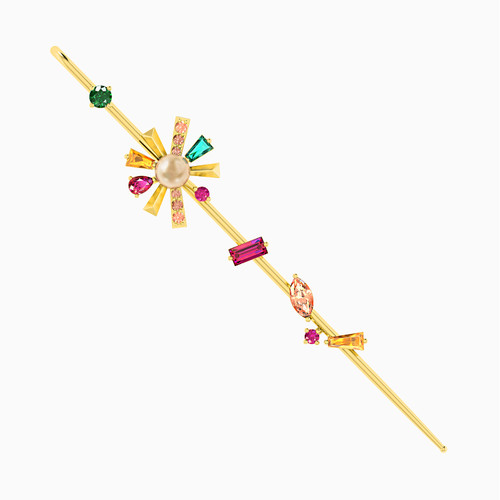 LIE14 - Flower Colored Stones Clip-on Earrings in 18K Gold - 112031100022001-1.jpg