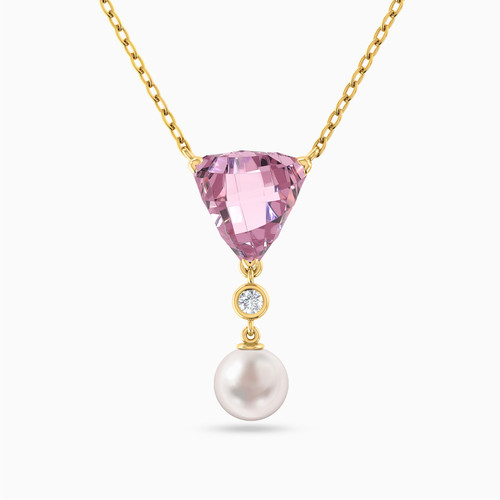 LIN191 - Triangle Pearl & Purple Stone Necklace in 18K Gold - 112051100332451-1.jpg