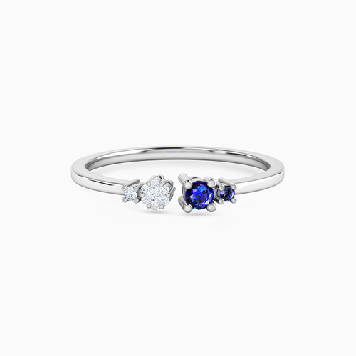 LDR775 - Circle Diamond & Blue Stone Two Headed Ring in 18K Gold - 144100305511151-1.jpg