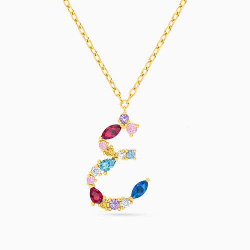 LIN112 - Letter Ghayn Colored Stones Necklace in 18K Gold - 112050301282451-1.jpg