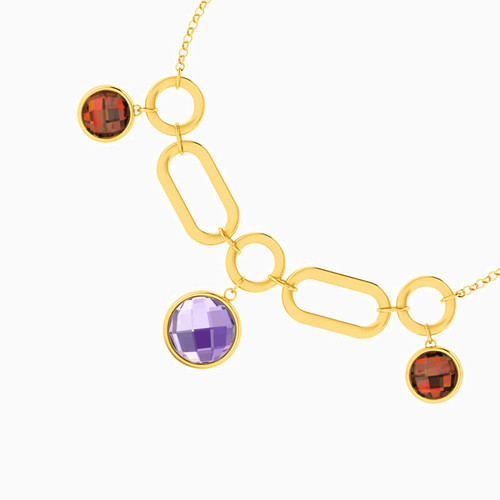 LIB39 - Circle Colored Stones Chain Bracelet in 18K Gold - 112101300022181-2.jpg