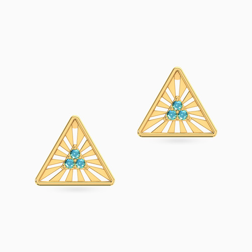 MLE287 - Triangle Colored Stones Stud Earrings in 14K Gold - 101031100032001-1.jpg