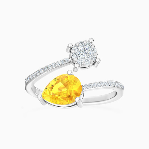 LDR871 - Pear Diamond & Yellow Stone Two Headed Ring in 18K Gold - RG10-672-1.jpg LDR871 - Pear Diamond & Yellow Stone Two Headed Ring in 18K Gold - RG10-672-1.jpg