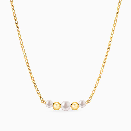 MLN1097 - Round Pearls Chain Necklace in 14K Gold - 101050200022421-1.jpg