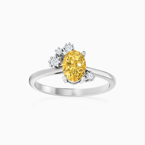 LDR1569 - Oval Diamond & Yellow Stone Ring in 18K Gold - RG10-1352-1.jpg