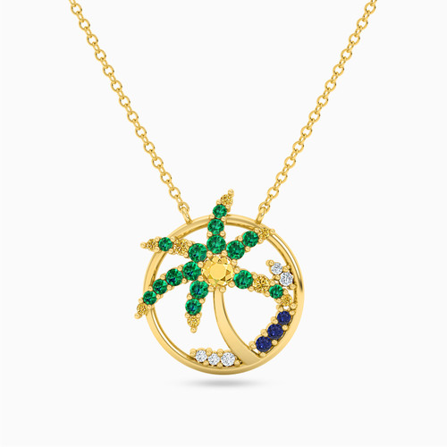 LIN130 - Palm Tree Green Stones Necklace in 18K Gold - 112050301462451-1.jpg