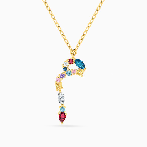 LIN123 - Letter Meem Colored Stones Necklace in 18K Gold - 112050301392451-1.jpg