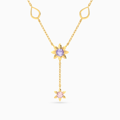MLN1104 - Flower Colored Stones Necklace In 14K Gold - 101051800032421-1.jpg