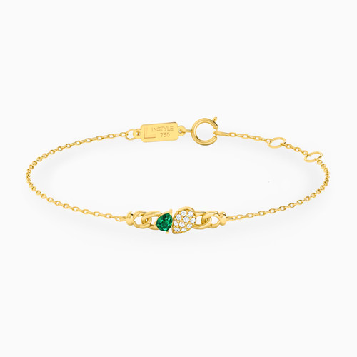 LIB21 - Oval Green Stones Chain Bracelet in 18K Gold - 112100300192181-1.jpg
