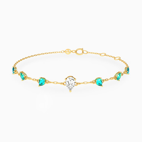 LIB158 - Pear Colored Stones Chain Bracelet in 18K Gold - 112101100502181-1.jpg