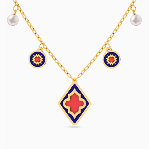 LIN24 - Rhombus Pearl & Colored Stones Necklace in 18K Gold - 112051400182451-1.jpg