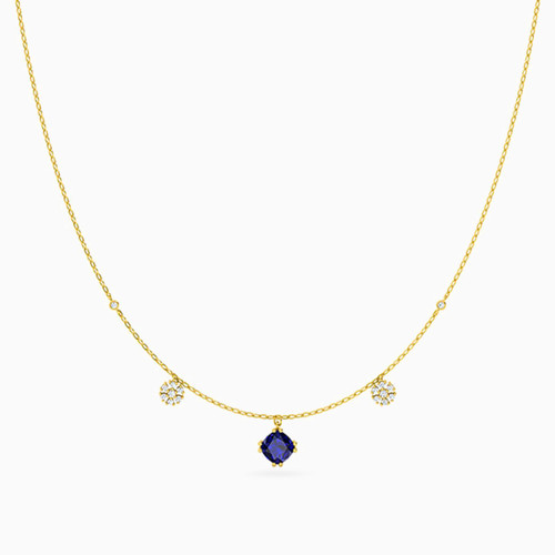 MLN557 - Circle Diamonds & Blue Stone Chain Necklace in 18K Gold - NM50-261-1.jpg