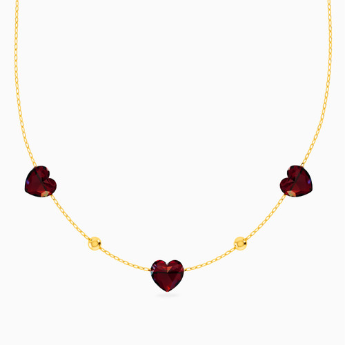 LIN169 - Heart Red Stone Chain Necklace in 18K Gold - 112050302452451-1.jpg