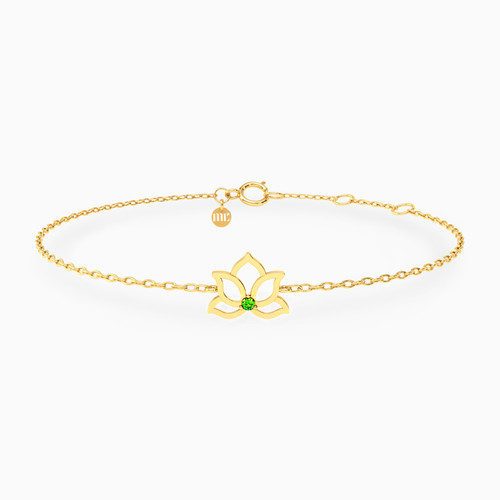MLB377 - Lotus Colored Stones Chain Bracelet in 14K Gold - 101101100152181-1.jpg