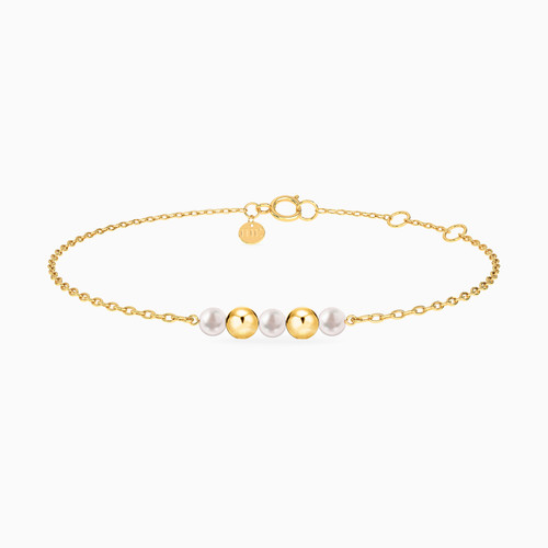 MLB364 - Round Pearls Chain Bracelet in 14K Gold - 101100200032181-1.jpg