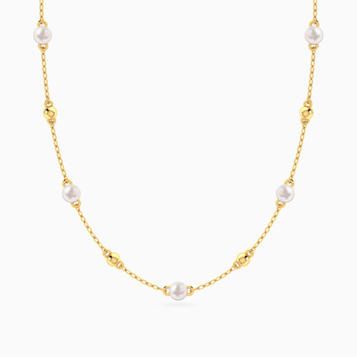 MLN1099 - Round Pearls Chain Necklace in 14K Gold - 101050200052421-1.jpg
