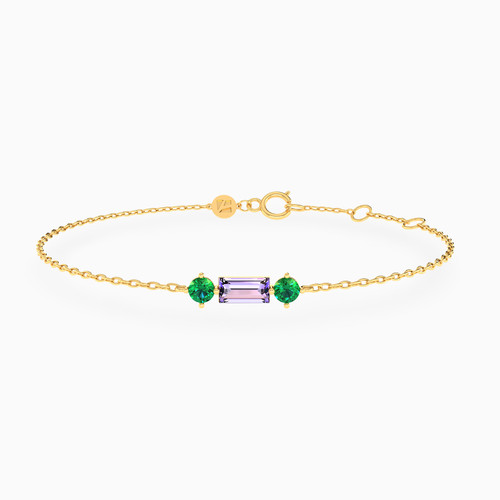 LIB160 - Baguette Colored Stones Chain Bracelet in 14K Gold - 102101100022181-1.jpg