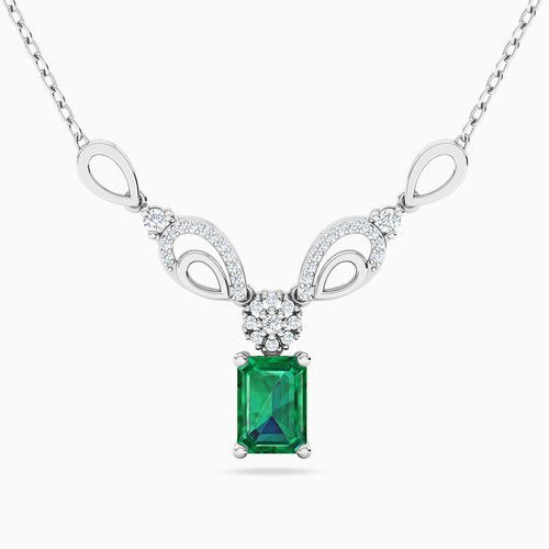 LDN1268 - Rectangle Diamond & Green Stones Necklace in 18K Gold - 144500300441451-1.jpg