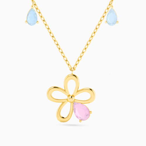 LIN161 - Flower Colored Stones Necklace in 18K Gold - 112050302052451-1.jpg