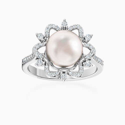 LDR1627 - Flower Diamond & Pearl Ring in 18K Gold - HS10-248-1.jpg