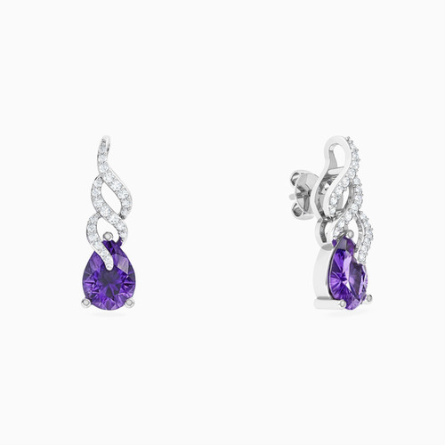LDE344 - Pear Diamond & Purple Stone Drop Earrings in 18K Gold - HS20-216-2.jpg