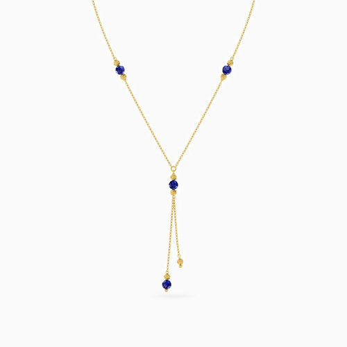 LIN231 - Circle Blue Stone Chain Necklace in 18K Gold - 312050200012421-2.jpg