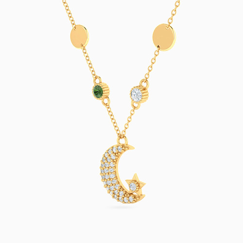 LIN235 - Crescent Green Stones Necklace in 18K Gold - 312050300042421-3.jpg