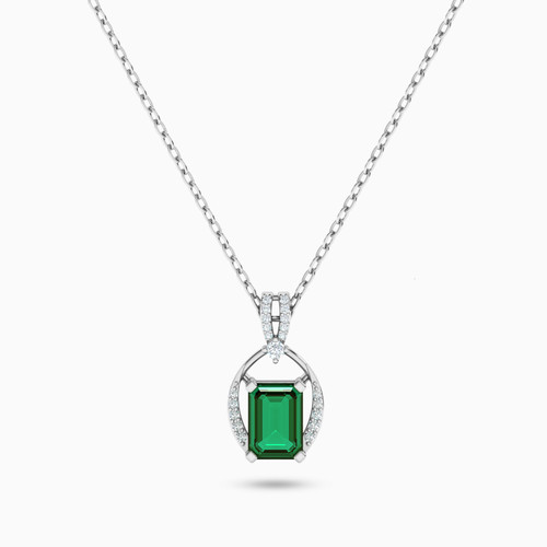 LDN912 - Pear Diamond & Green Stones Necklace in 18K Gold - 144500302951451-1.jpg