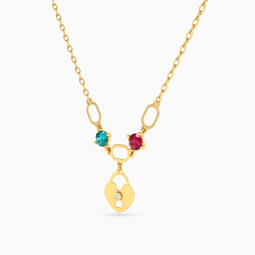 LIN843 - Heart Colored Stones Necklace in 18K Gold - 112051400512451-2.jpg