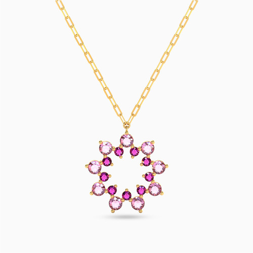 LIN688 - Flower Rose Stone Necklace in 18K Gold - 112051102412451-1.jpg