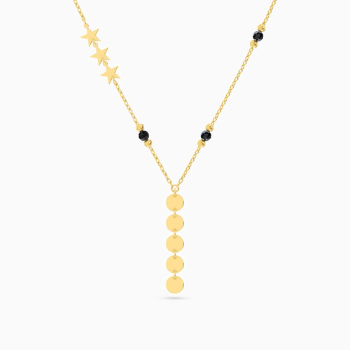 LIN246 - Circle Blue Stone Chain Necklace in 18K Gold - 312051400062421-3.jpg