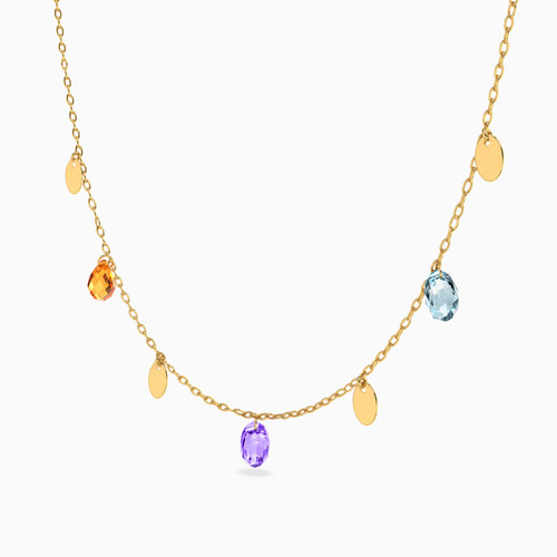 LIN574 - Oval Colored Stones Chain Necklace in 18K Gold - 112051400252451-3.jpg