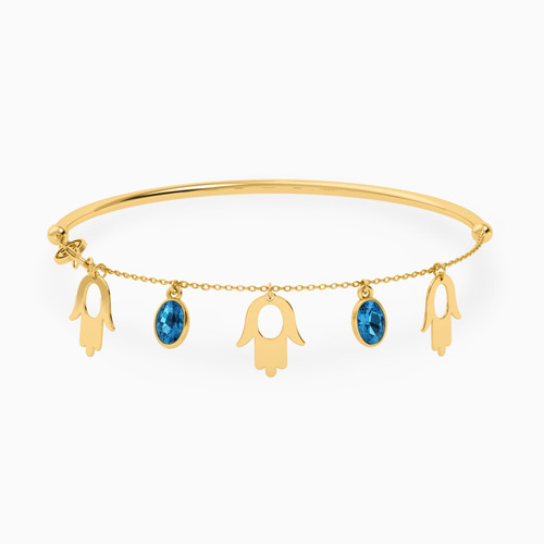 LIB11 - Hamsa Colored Stones Chain Bracelet in 18K Gold - 112091400012181-1.jpg