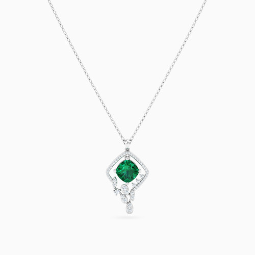 LDN1185 - Square Diamond & Green Stones Necklace in 18K Gold - PN40-545-3.jpg