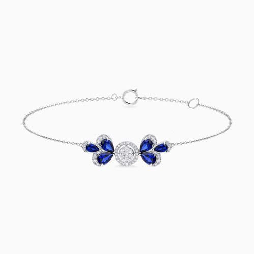 LDB93 - Flower Diamond & Blue Stone Chain Bracelet in 18K Gold - 444361101331191-1.jpg
