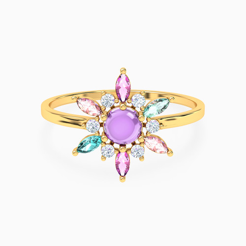 LIR213 - Flower Colored Stones Statement Ring in 14K Gold - 102021100092151-1.jpg