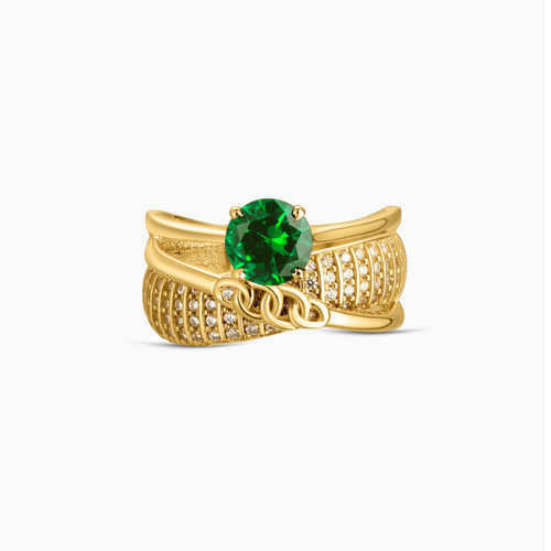 LGR716 - Circle Green Stones Ring in 18K Gold - 413951800182173-1.jpg