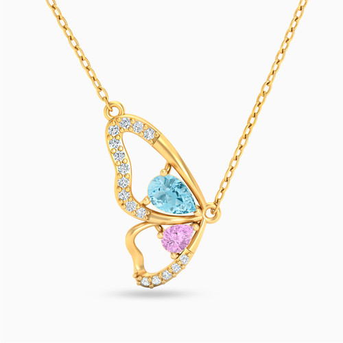 LIN67 - Butterfly Colored Stones Necklace in 18K Gold - 112050300022451-1.jpg