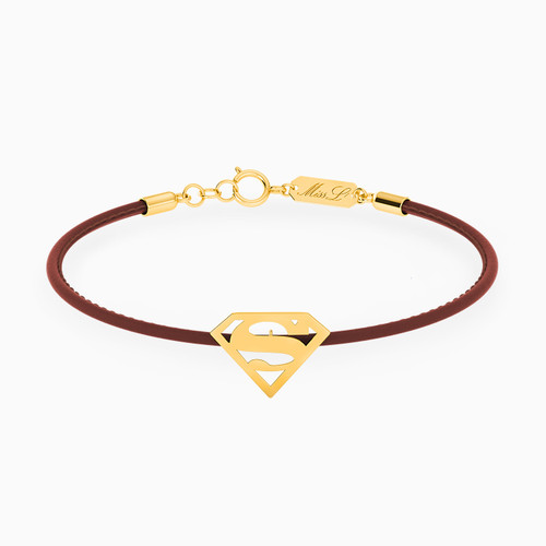MLB90 - Leather Bracelet Superwoman Pendant in 18K Gold - 111101400362181-1.jpg