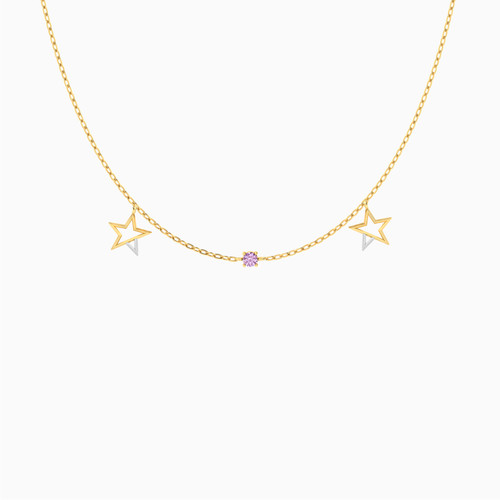 MLN344 - Star Rose Stone Chain Necklace in 18K Gold - 111050300464421-1.jpg