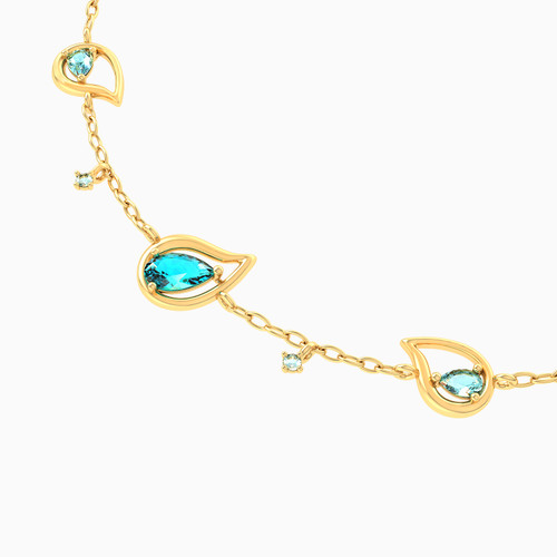 MLB411 - Pear Green Stones Chain Bracelet in 14K Gold - 101101800122181-3.jpg
