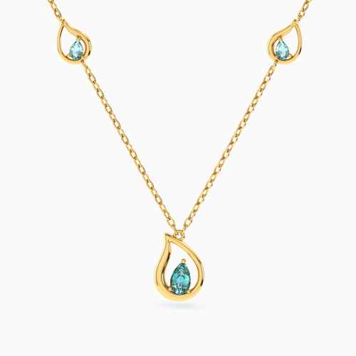 MLN1147 - Pear Green Stones Necklace In 14K Gold - 101051800102421-1.jpg