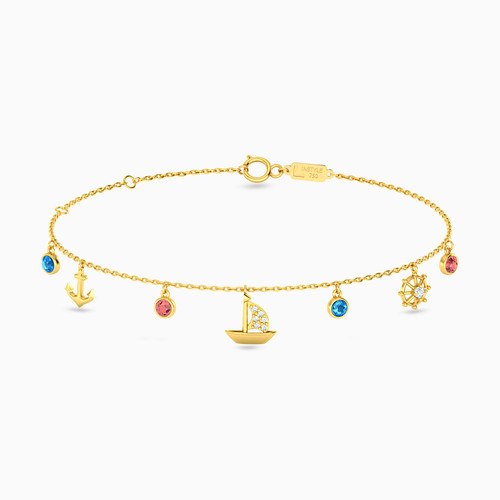 LIB42 - Nautical Colored Stones Chain Bracelet in 18K Gold - 112360300042251-1.jpg