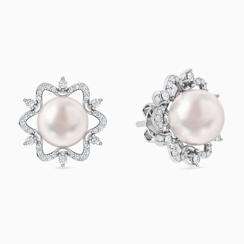 LDE132 - Flower Diamond & Pearl Stud Earrings in 18K Gold - HS20-248-2.jpg
